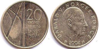 mynt Norge 20 kroner 2004
