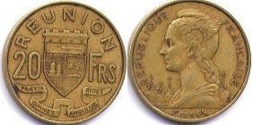 coin Reunion 20 francs 1964