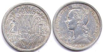 coin Reunion 2 francs 1949