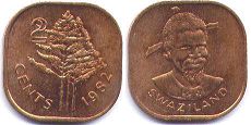 coin Swaziland 2 cents 1982