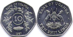 coin Uganda 10 shillings 1987
