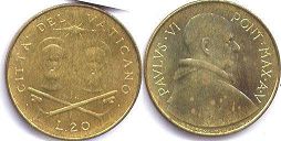 moneta Vatican 20 lire 1967