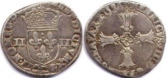 coin France 1/4 ecu 1596