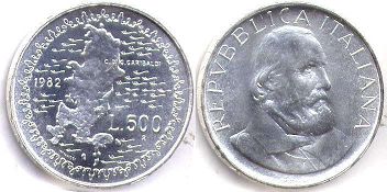 moneta Italy 500 lire 1982