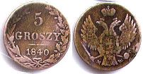 coin Poland 5 groszy 1840