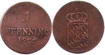 Münze Bayern 1 Pfennig 1822