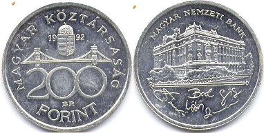 coin Hungary 200 forint 1992