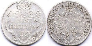 Münze Genf 21 sols 1711