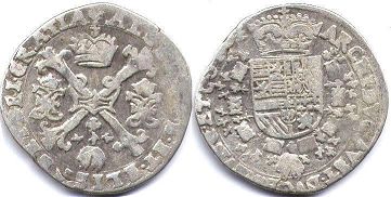 coin Spanish Netherlands 1/4 patagon no date (1612-1621)