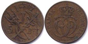 coin Danish West Indies 1 cent 1905