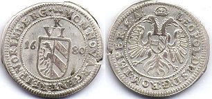 Münze Nürnberg 6 Kreuzer 1680