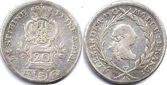 coin Ansbach 20 kreuzer 1763