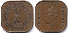 coin Malaya 1/2 cent 1940