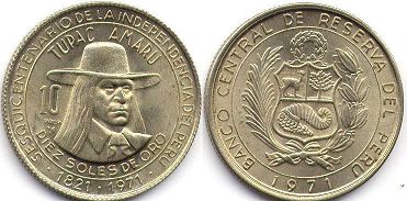 coin Peru 10 soles 1971