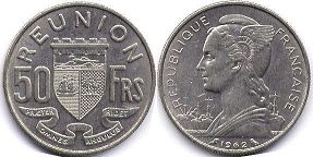 piece Reunion 50 francs 1962
