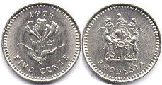 coin Rhodesia 5 cents 1976