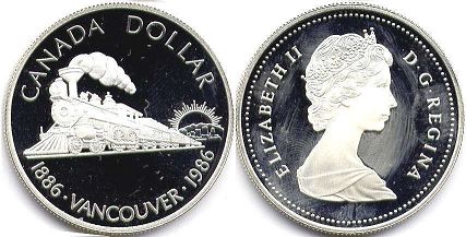 coin canadian commemorative coin 1 dollar 1986