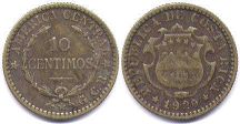 coin Costa Rica 10 centimos 1920