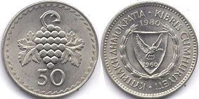 coin Cyprus 50 mils 1980