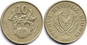 coin Cyprus 10 cents 1983