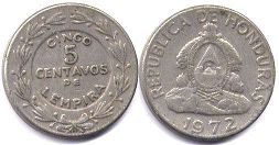 coin Honduras 5 centavos 1972