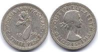 coin Rhodesia and Nyasaland 3 pence 1956