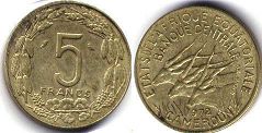 piece Equatorial African States 5 francs 1972