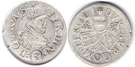 coin Austria 3 kreuzer no date (1564-1595)