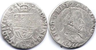coin Spanish Netherlands 1/5 filipsdaalder 1566
