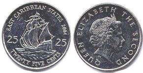coin Eastern Caribbean States 25 cents 2004