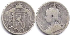 coin Cyprus 9 piasters 1901
