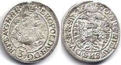 coin RDR Austria 3 kreuzer 1670