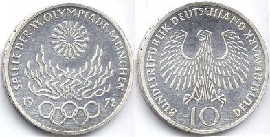 monnaie Allemagne 10 mark 1972
