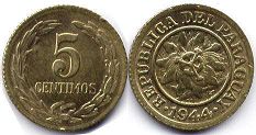 coin Paraguay 5 centimos 1944