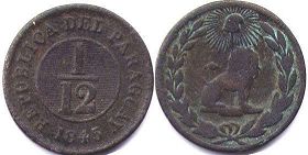 coin Paraguay 1/12 real 1845