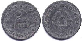 coin Yugoslavia 2 dinara 1945