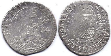 coin Spanish Netherlands 1/4 patagon 1654