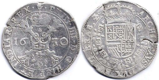 coin Spanish Netherlands patagon 1630