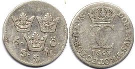 coin Sweden 5 ore 1693