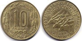 piece Equatorial African States 10 francs 1961