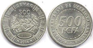 coin Central African States (CFA) 500 francs 2006
