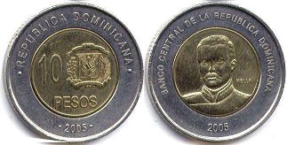coin Dominican Republic 10 pesos 2005