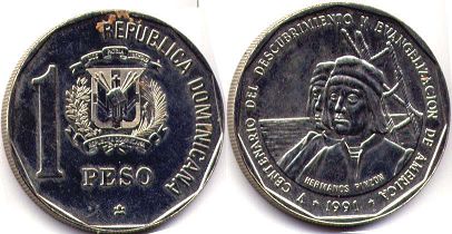 coin Dominican Republic 1 peso 1991