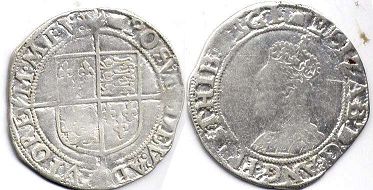 Münze Englisches altes Silber - Elizabeth I. Schilling