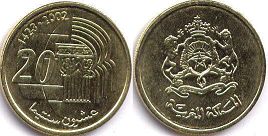 piece Morocco 20 centimes 2002