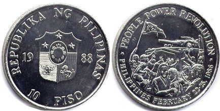 coin Philippines 10 piso 1988