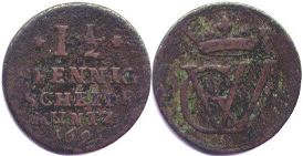 coin Brunswick-Luneburg-Celle 1,5 pfennig 1691