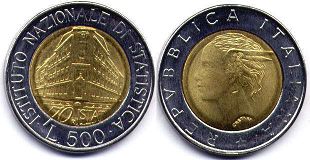 moneta Italy 500 lire 1996