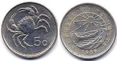 coin Malta 5 cents 1986