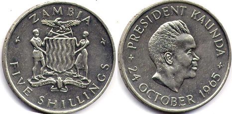 coin Zambia 5 shillings 1965